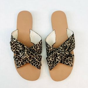 Leopard tie sandals